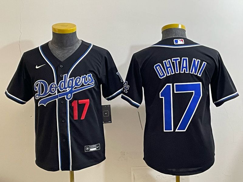Youth 2025 Los Angeles Dodgers #17 Ohtani Black Game Nike MLB Jersey style 005->youth mlb jersey->Youth Jersey